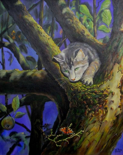 Carlo im Apfelbaum Öl/Lw 50cm x 40cm