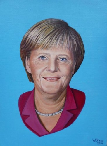 Frau Bundeskanzlerin Angela Merkel Öl/Lw 40x30 Juli 2014