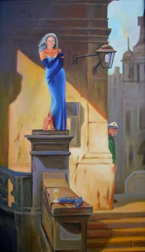 Hommage an Spitzweg Öl/Lw 80cm x 50cm