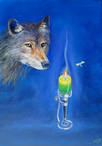 Wolf und Motte Öl/Lw 80cm x 60cm
